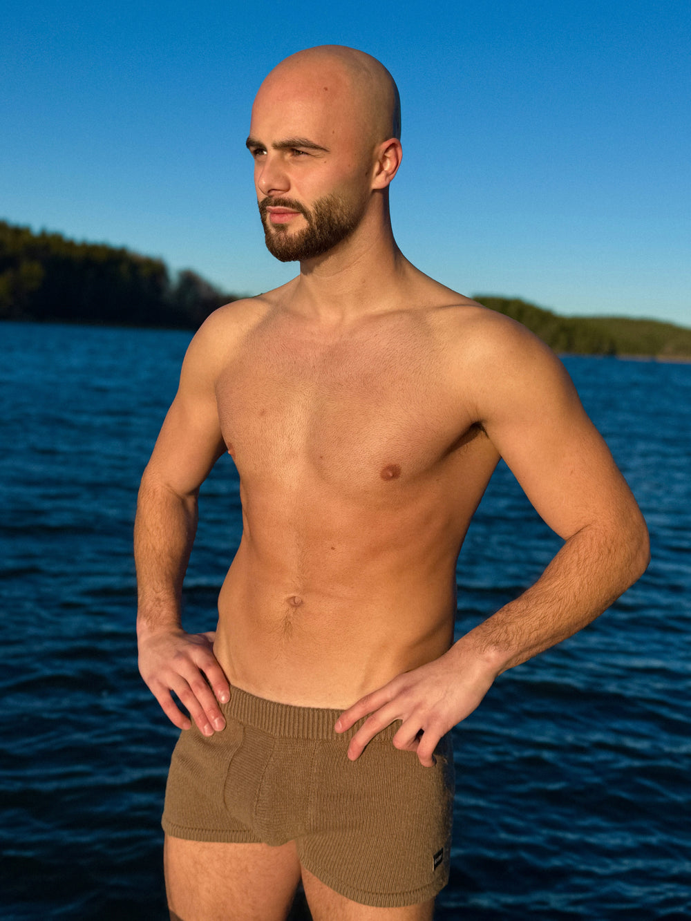 Ull-Badeshorts til Herre – Muskat
