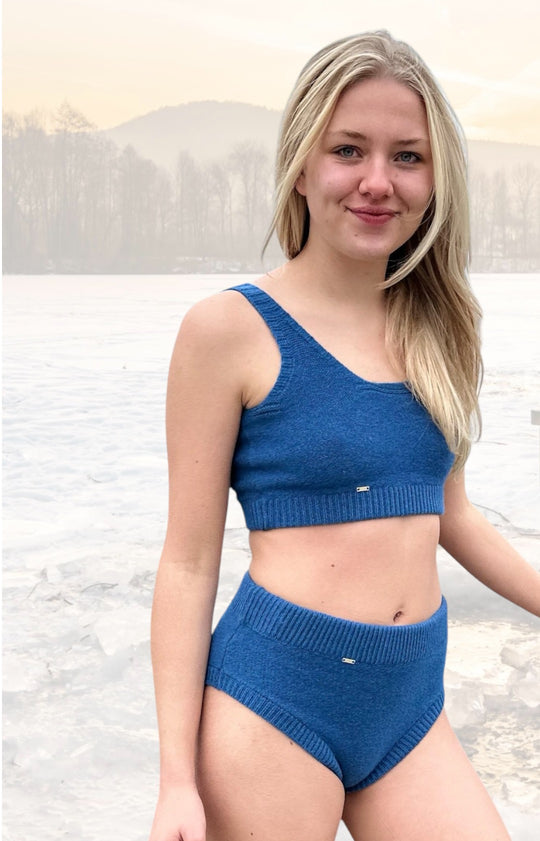 Wool bikini top - Atlantic Blue 